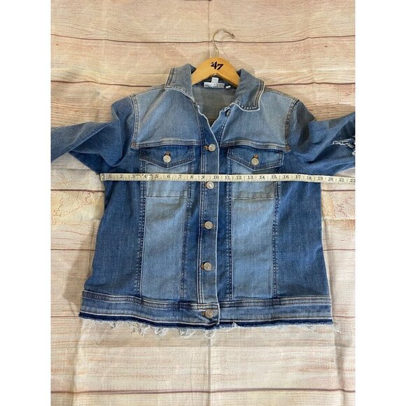 Chico's Women's Blue Button Front Classic Denim Jacket - Medium - Picture 9 of 14